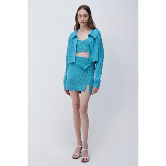 Jonathan Simkhai NWT Ofira Patchwork Top in Laguna Size L - Picture 2 of 10